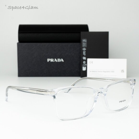 Prada Women Eyeglasses Crystal Demo Square PR14WVF 2AZ1O1 BRAND NEW - Picture 1 of 8